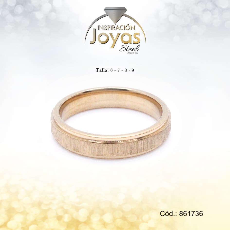 Anillo - Acero - Forma De Aro De Matrimonio - Dorado - Repuje  T: 7 - 86173670