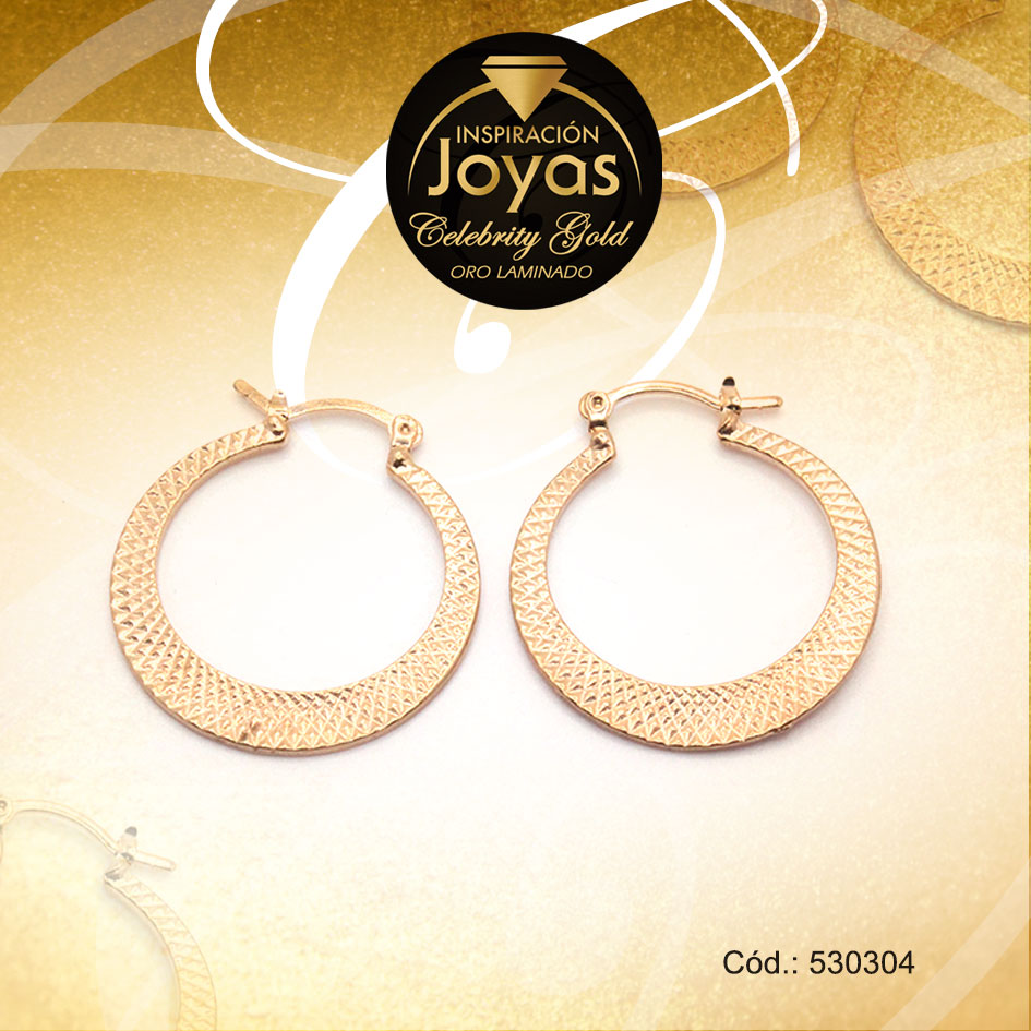 Argolla Celebrity Gold Variado Dorado Repuje de Líneas - 530304