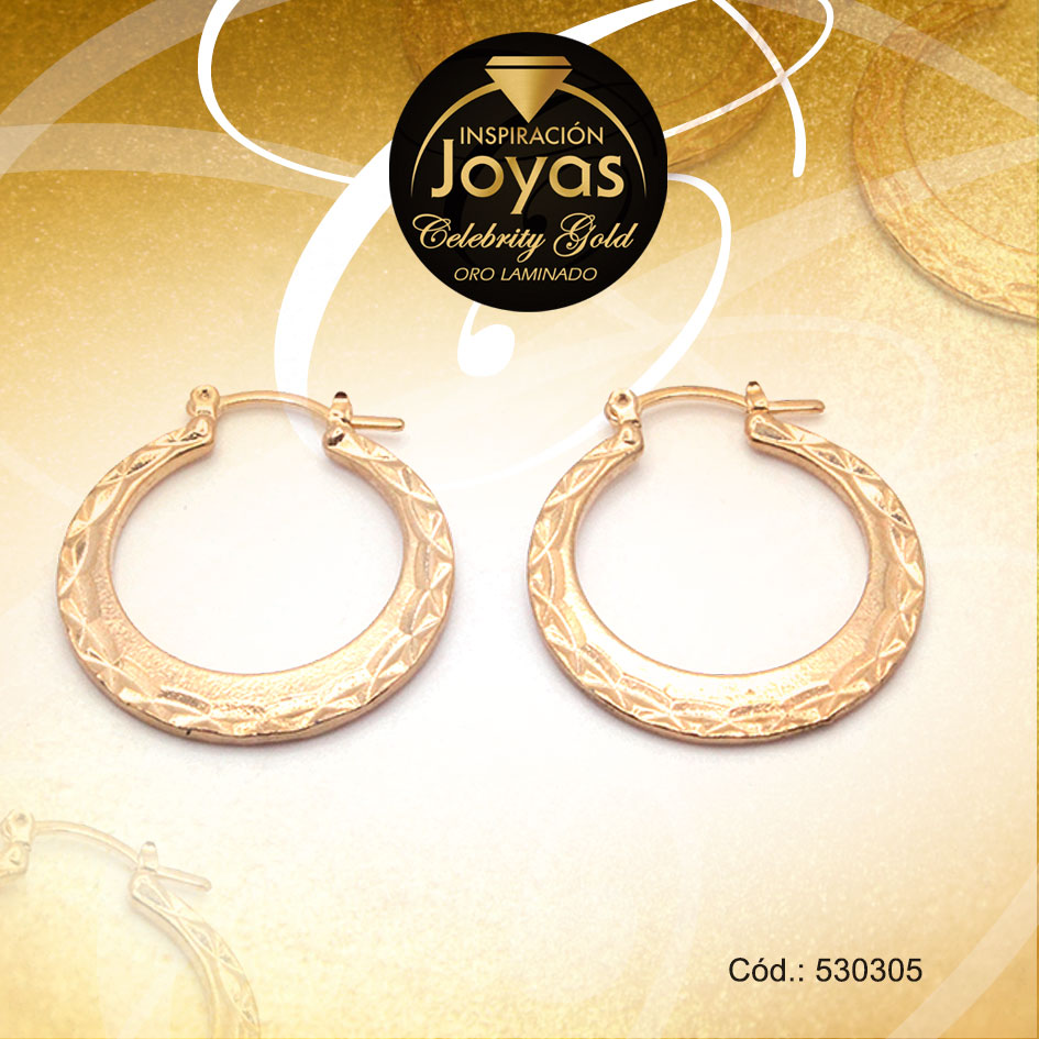 Argolla Celebrity Gold Variado Dorado Repuje de Líneas - 530305