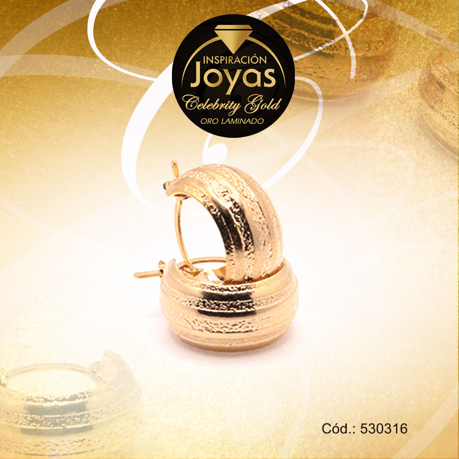Argolla Celebrity Gold Variado Dorado Borde Ancho - 530316