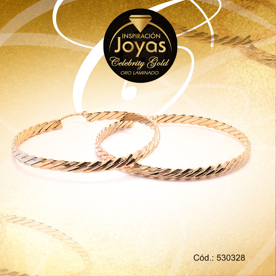 Argolla Celebrity Gold Variado 3 Tonos Repuje de Líneas - 530328