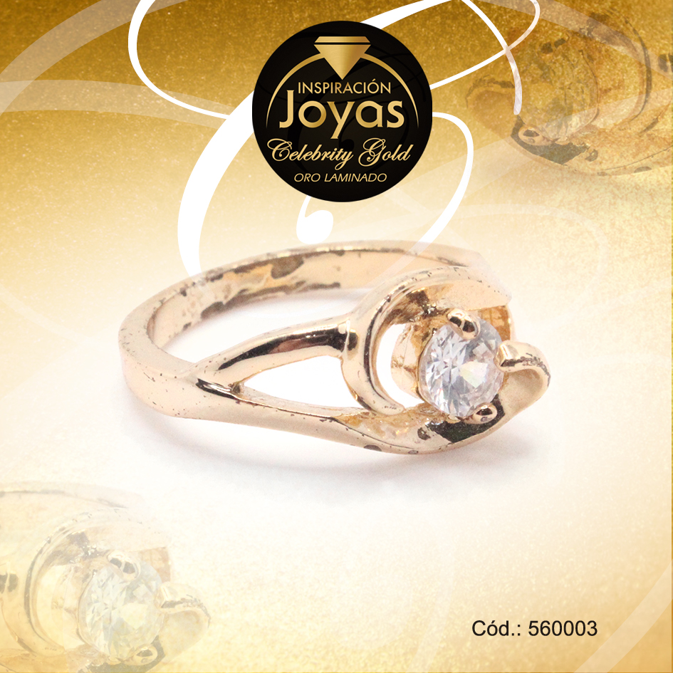 Anillo Celebrity Gold Solitario Circón Dorado Círculo T: 7,5 - 560003