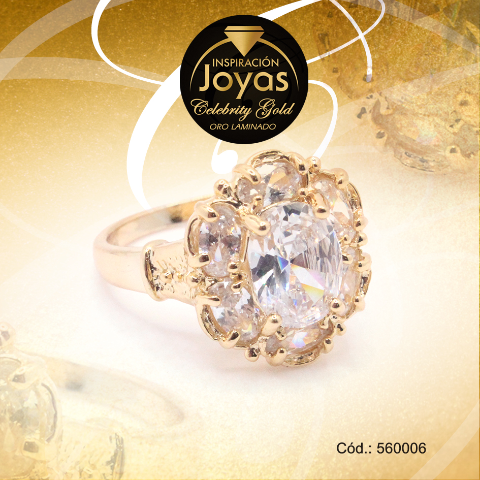Anillo Celebrity Gold Aleación Circón Dorado Flor T: 8 - 560006