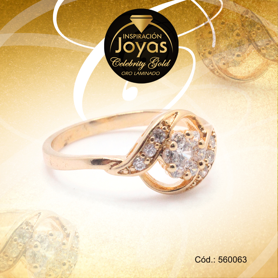 Anillo Celebrity Gold Aleación Circón Dorado Flor T: 7 - 560063