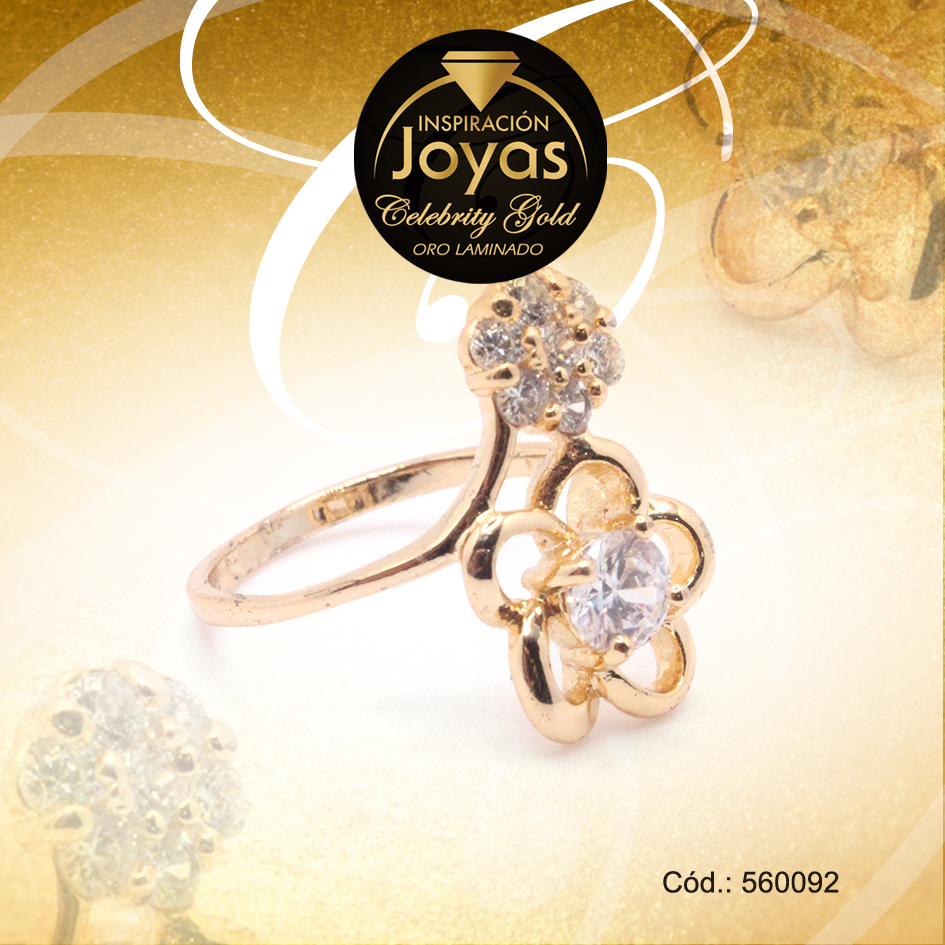 Anillo Celebrity Gold Aleación Circón Dorado Flor T: 6 - 560092