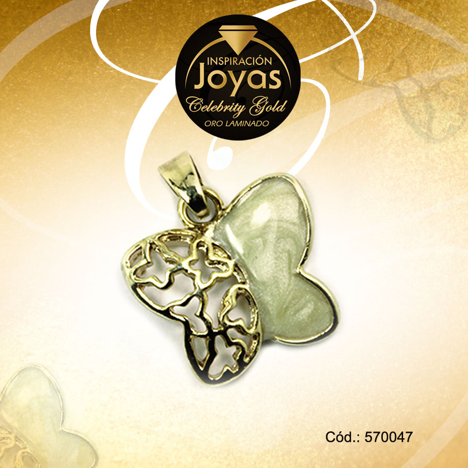 Dije Celebrity Gold Tono Dorado Aleación Piedra Trancadero: 0 A: 1,5 cm L: 2 cm Mariposa Verde - 570047