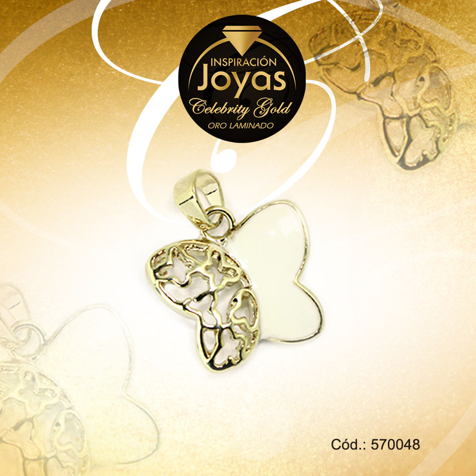 Dije Celebrity Gold Tono Dorado Aleación Piedra Trancadero: 0 A: 1,5 cm L: 2 cm Mariposa Blanco - 570048