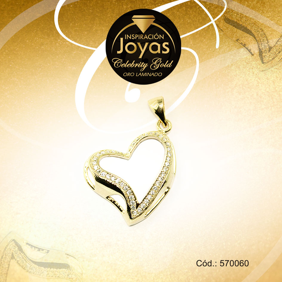 Dije Celebrity Gold Tono Dorado Aleación Micro Circón Trancadero: 0 A: 2 cm L: 3,5 cm Corazón - 570060