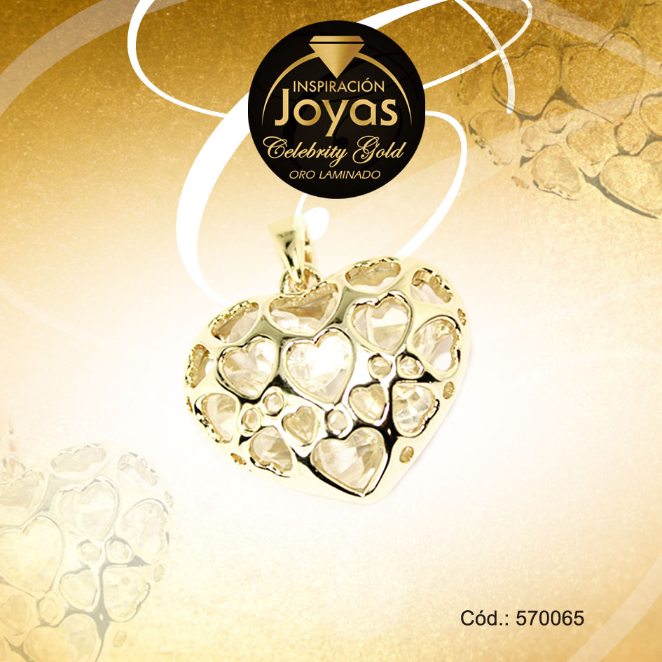 Dije Celebrity Gold Tono Dorado Aleación Piedra Trancadero: 0 A: 2,5 cm L: 3 cm Corazón Blanco - 570065