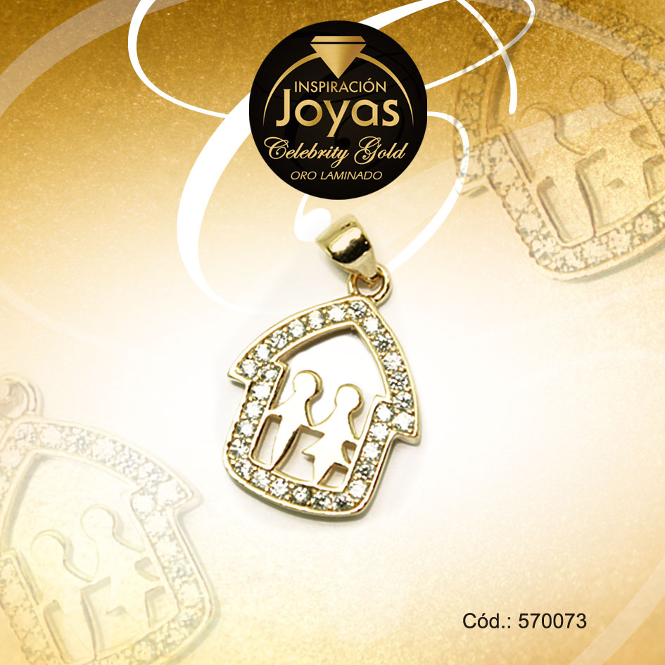 Dije Celebrity Gold Tono Dorado Aleación Micro Circón Trancadero: 0 A: 1,5 cm L: 2 cm Familia - 570073