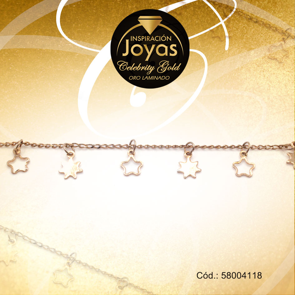 Pulsera Celebrity Gold Variado Colgante Dorado Estrella - 58004118