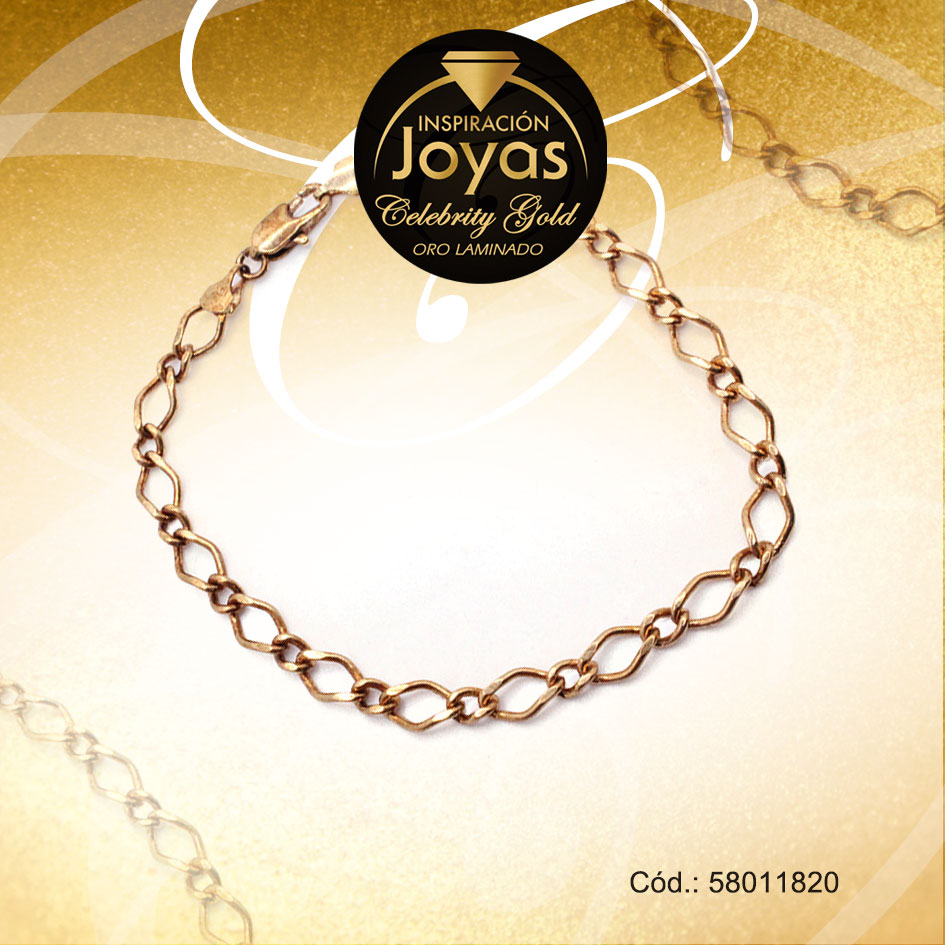 Pulsera Celebrity Gold Variado Dorado Óvalos Enlazados - 58011820