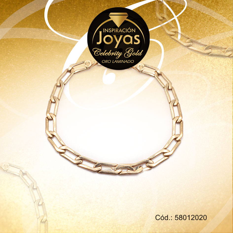 Pulsera Celebrity Gold Variado Dorado Eslabones Largos - 58012020