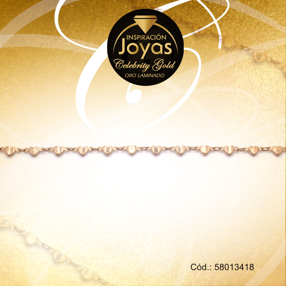 Pulsera Celebrity Gold Variado Dorado Corazón - 58013418