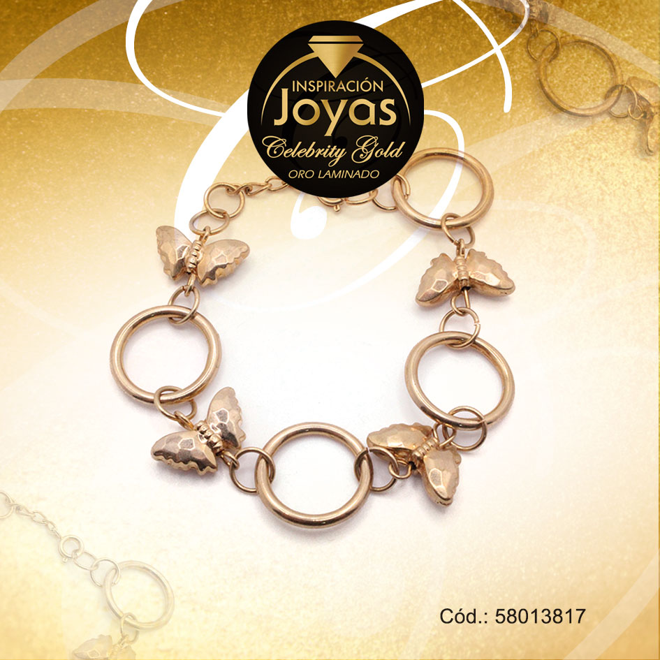 Pulsera Celebrity Gold Variado Dorado Mariposa - 58013817