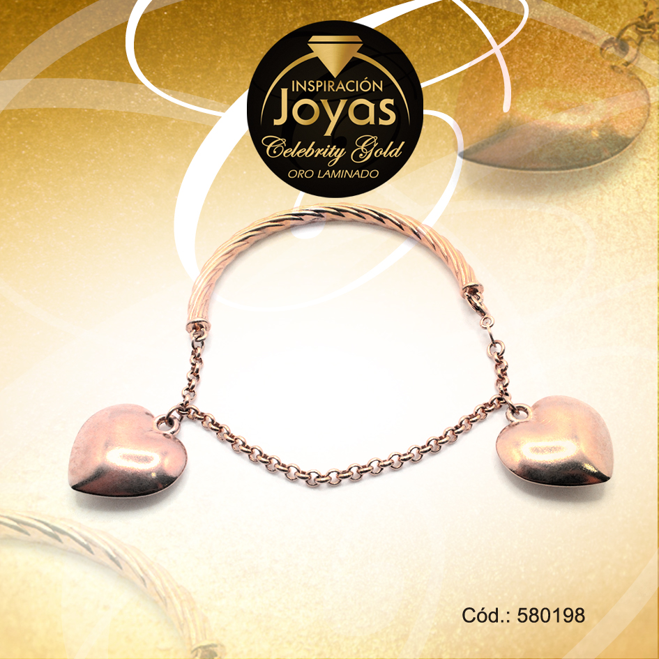 Pulsera Celebrity Gold Variado Colgante Dorado Corazones - 580198