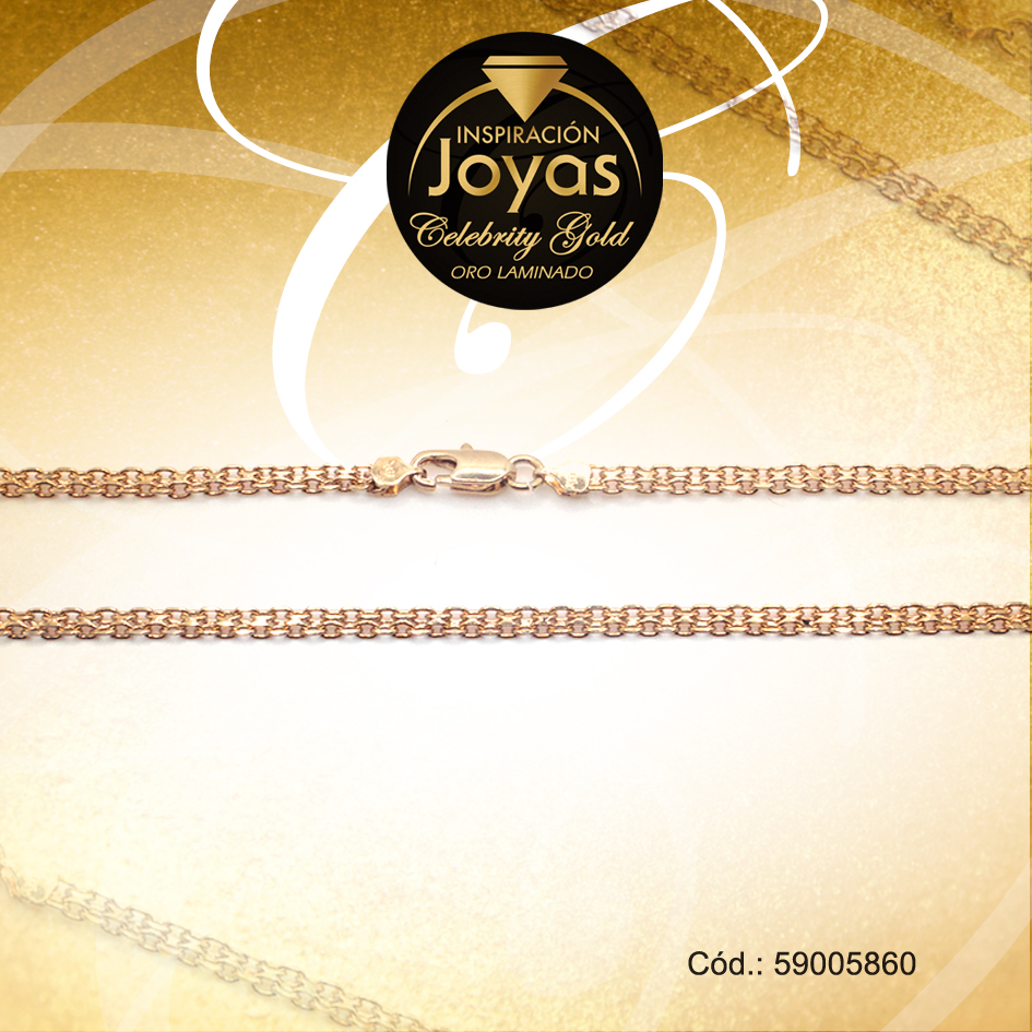 Cadena Celebrity Gold Caballero Dorado Tejido Bismark 2 Fila - 59005860