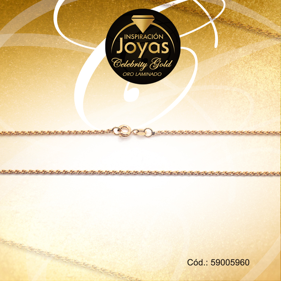 Cadena Celebrity Gold Caballero Dorado Tejido Forzada Hueca - 59005960