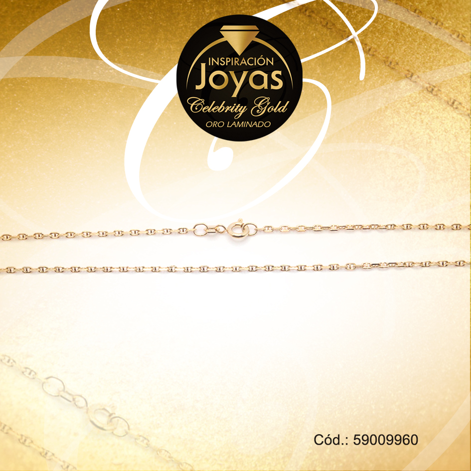 Cadena Celebrity Gold Caballero Dorado Tejido Forzada Barra - 59009960
