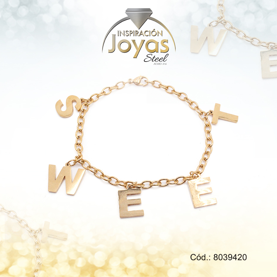 Pulsera de Acero Variado Dorado Sweet Medida 20 cm - 8039420