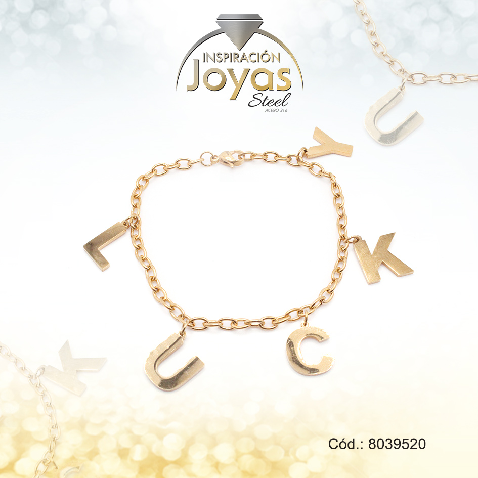 Pulsera de Acero Variado Dorado Lucky Medida 20 cm - 8039520