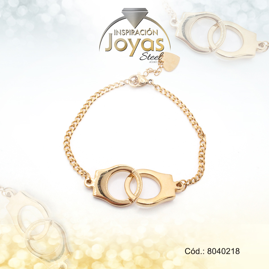 Pulsera de Acero Variado Dorado Esposas Medida 18 cm - 8040218