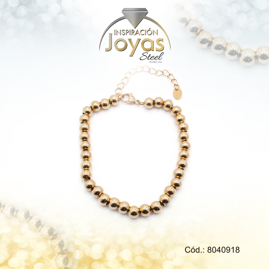 Pulsera de Acero Variado Dorado Esfera Medida 18 cm - 8040918