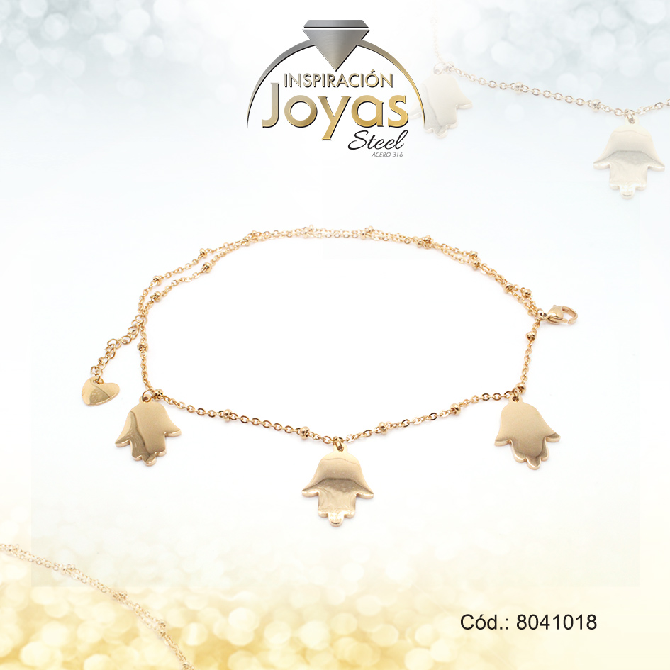 Pulsera de Acero Variado Dorado Ojo Turco Medida 18 cm - 8041018