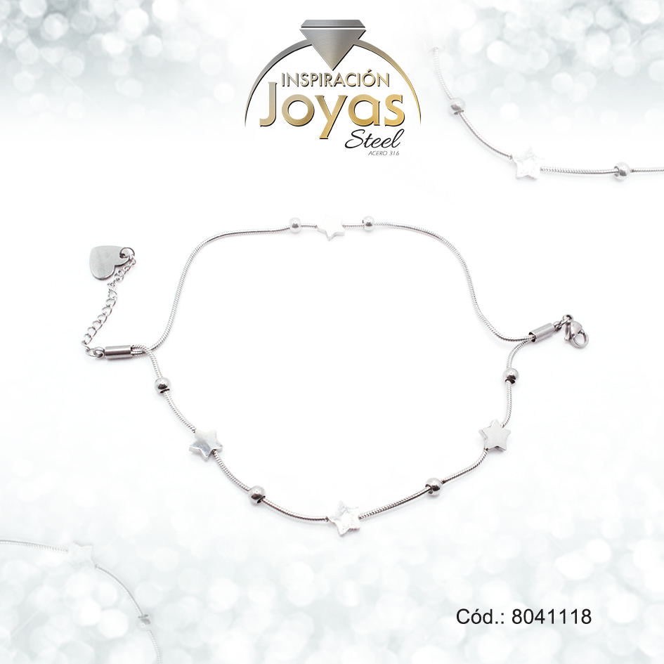 Pulsera de Acero Variado Plateado Estrella Medida 18 cm - 8041118