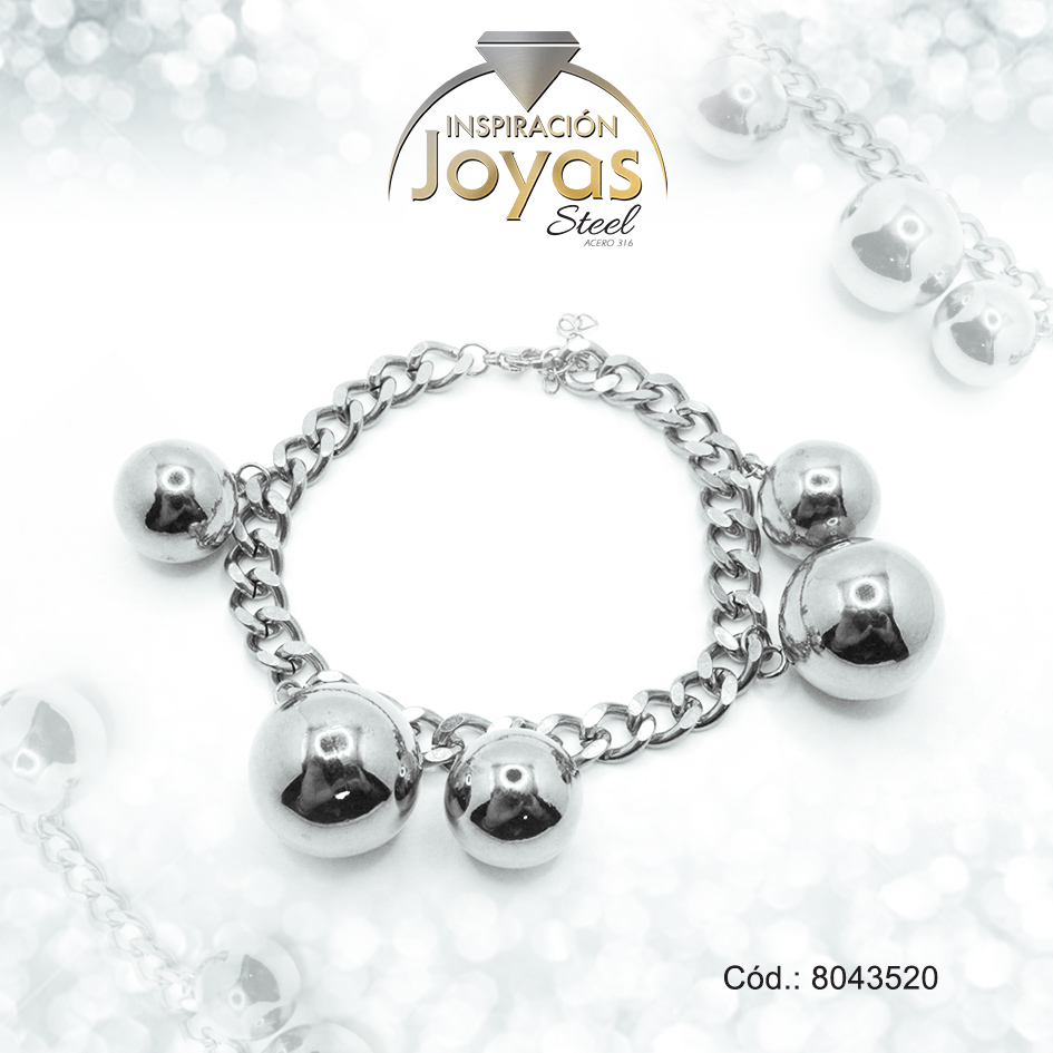 Pulsera de Acero Variado Plateado Esfera Medida 20 cm - 8043520