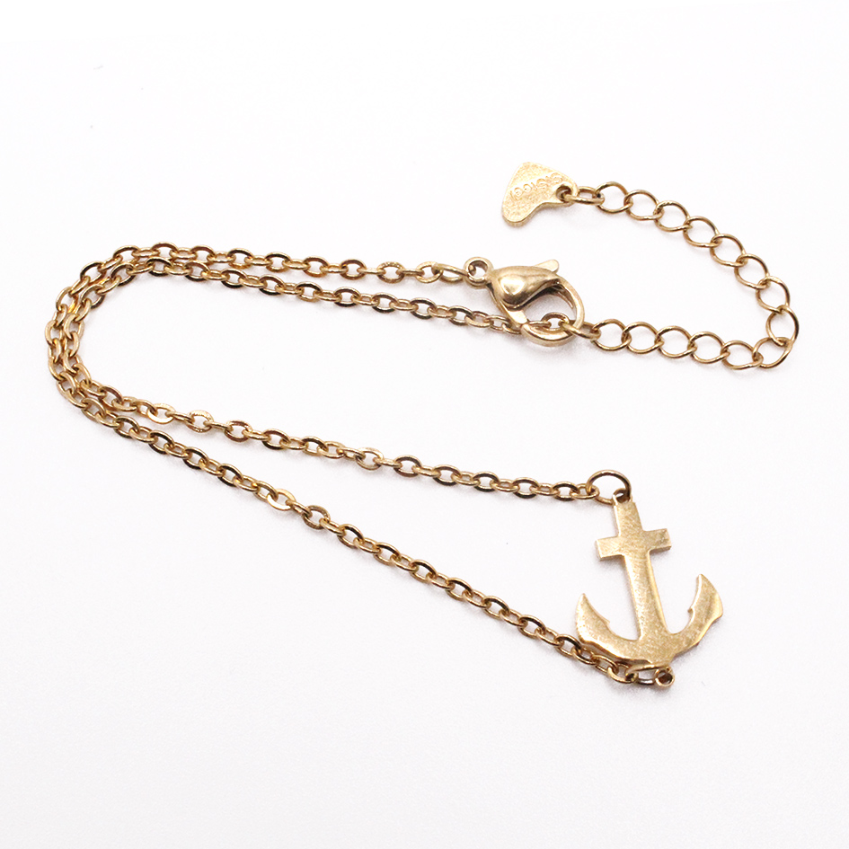 Tobillera de Acero Colgante Dorado Ancla Medida 26 cm - 8050426