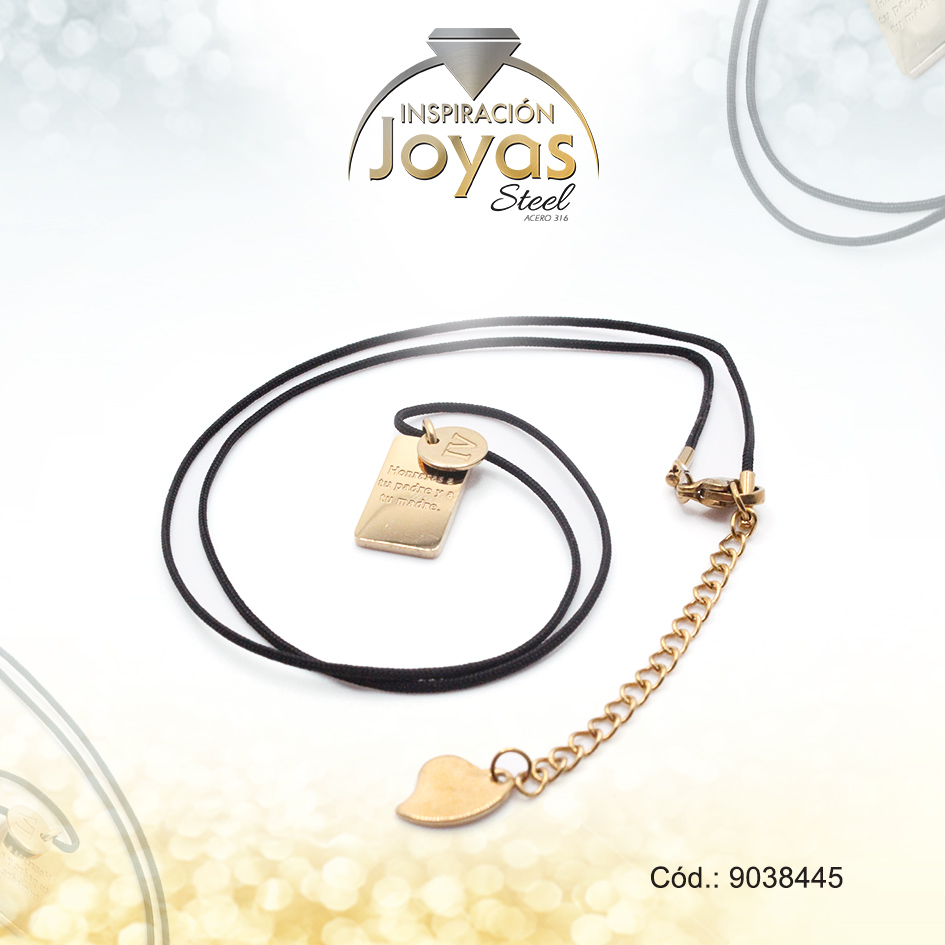 Cadena de Acero Cordón Dorado Poliéster Placa Mandamientos Medida 45 cm - 9038445