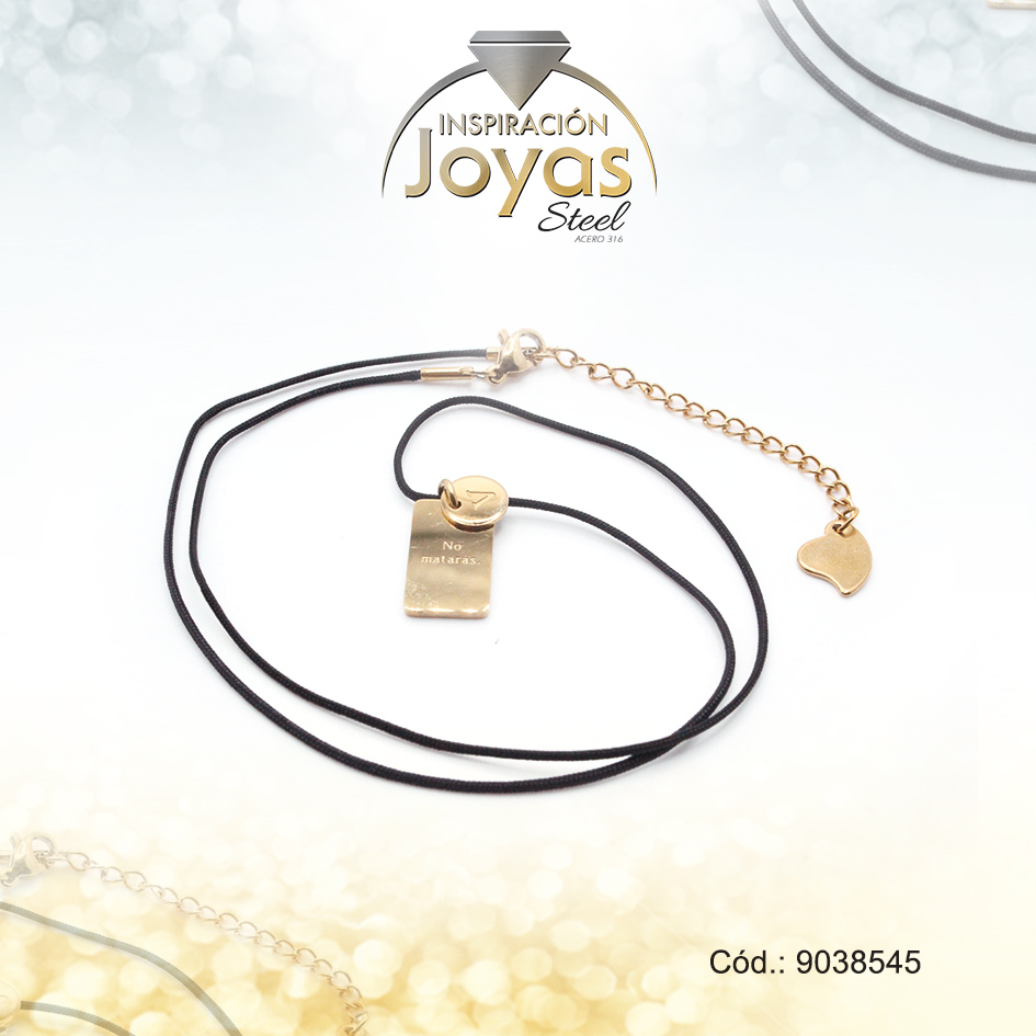 Cadena de Acero Cordón Dorado Poliéster Placa Mandamientos Medida 45 cm - 9038545