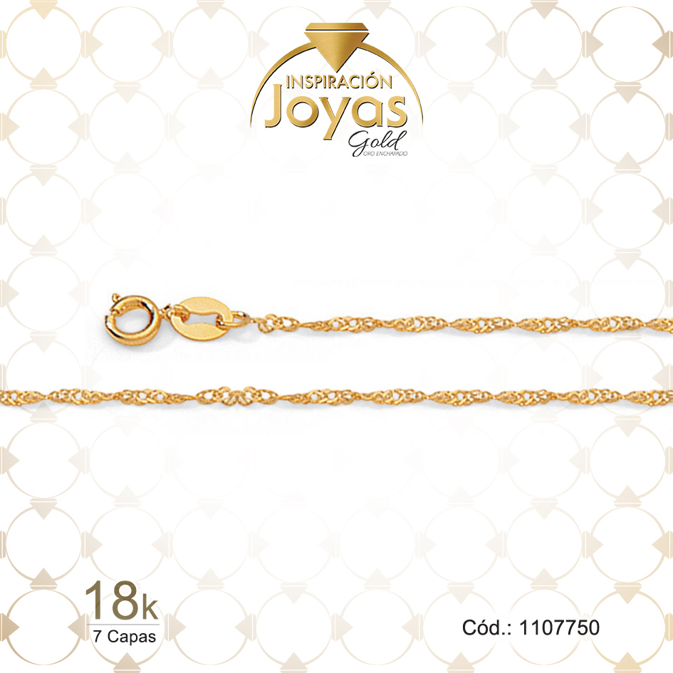 Cadena de Oro Enchapado Dorado Dama Tejido Singapur Largo: 50 Ancho: 0,1 - 1107750