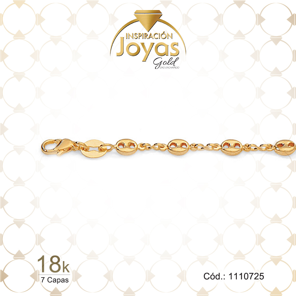 Tobillera de Oro Enchapado Dorado Lisa Gucci Largo: 25 Ancho: 0,2 - 1110725