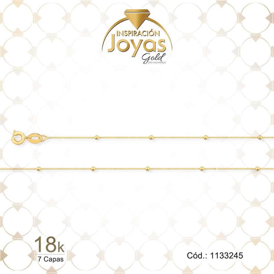 Cadena de Oro Enchapado Dorado Dama Con Esferas Largo: 45 Ancho: 0,1 - 1133245