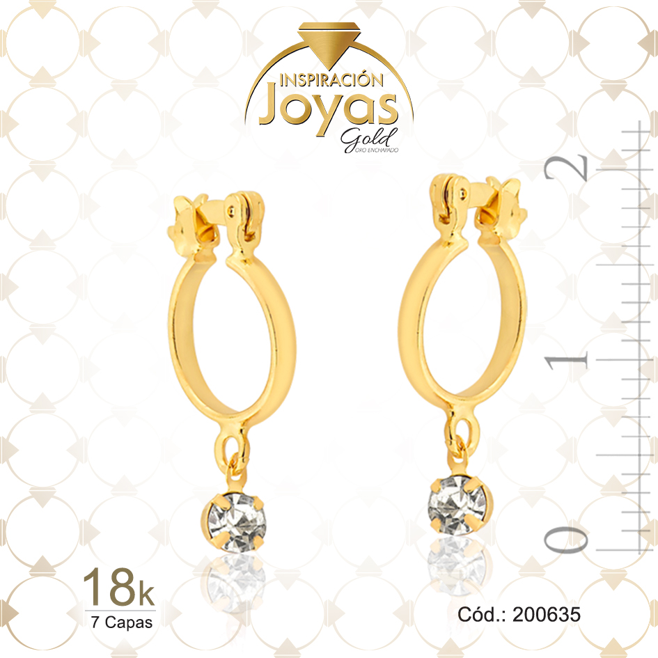 Argolla de Oro Enchapado Dorado Colgante Circón Lágrima Diámetro: 0,8 Ancho: 0,1 - 200635