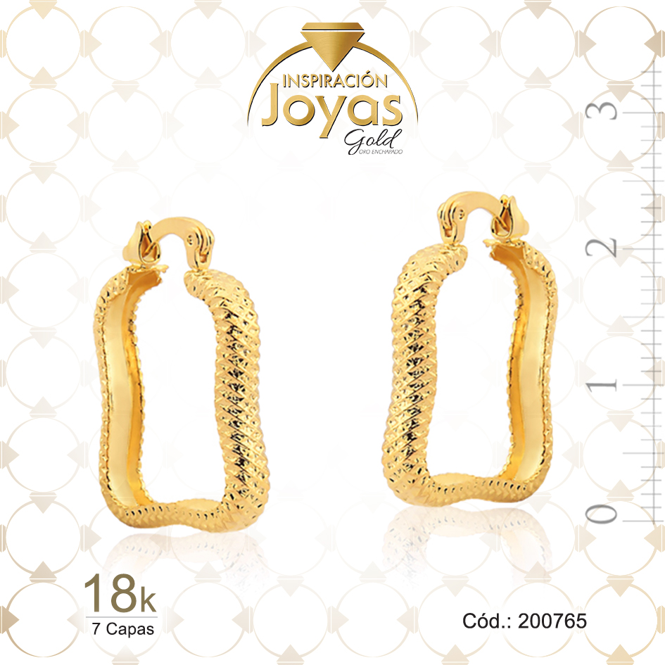 Argolla de Oro Enchapado Dorado Forma Cuadrado Diámetro: 2 Ancho: 0,3 - 200765