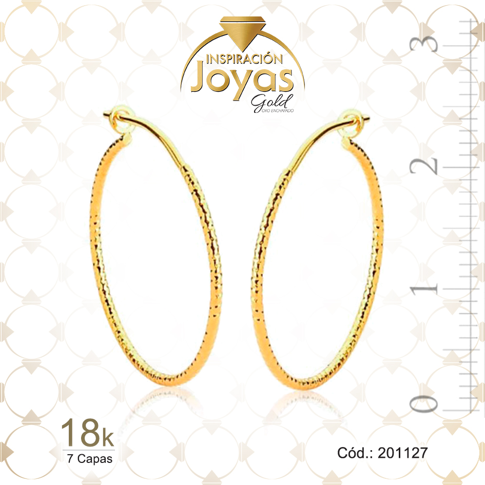 Argolla de Oro Enchapado Dorado Variado Corrugada Diámetro: 2,3 Ancho: 0,1 - 201127