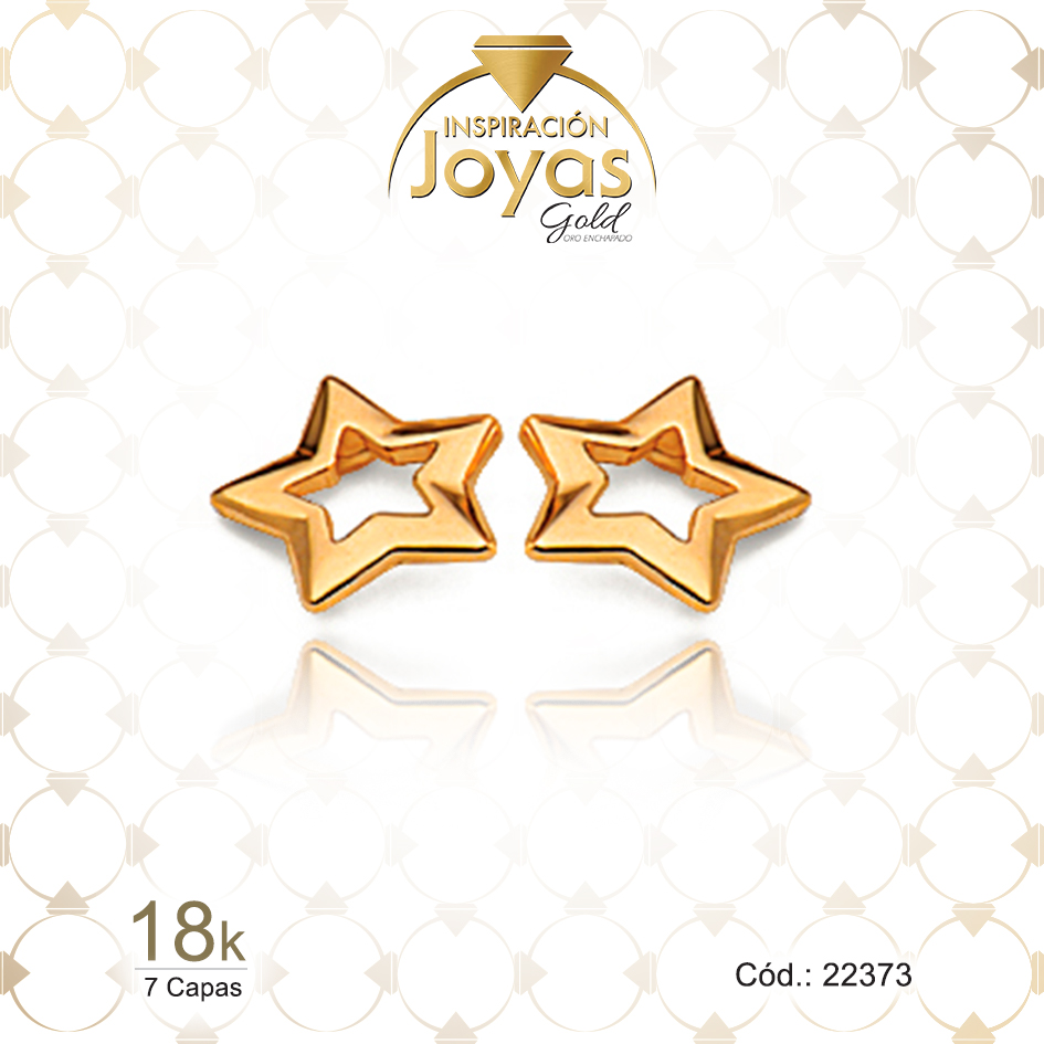 Zarcillo de Oro Enchapado Dorado Variado Estrella Ancho: 0,8 Alto: 0,8 - 22373