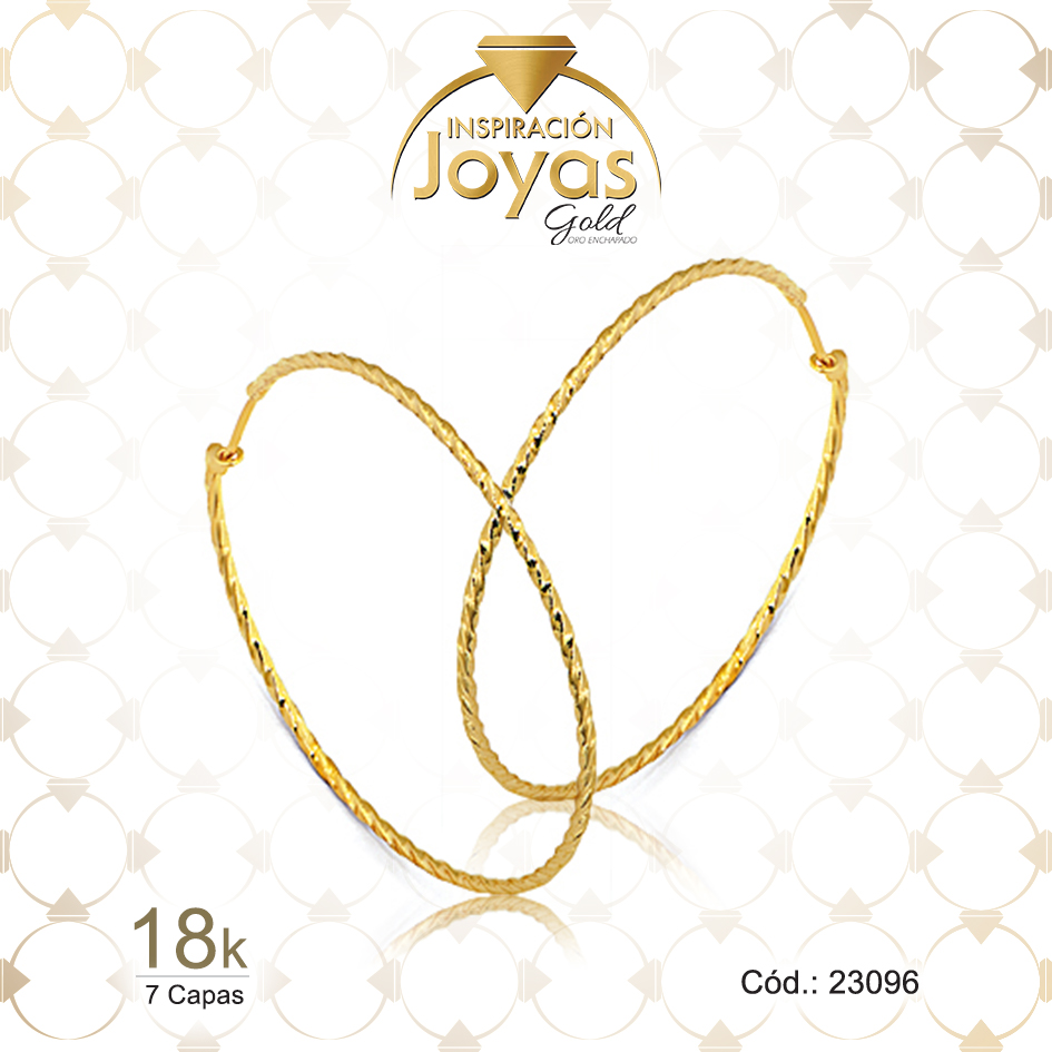 Argolla de Oro Enchapado Dorado Forma Entorchada Diámetro: 3,7 Ancho: 0,1 - 23096