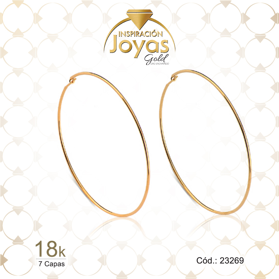 Argolla de Oro Enchapado Dorado Lisa Delgada Diámetro: 6,5 Ancho: 0,1 - 23269