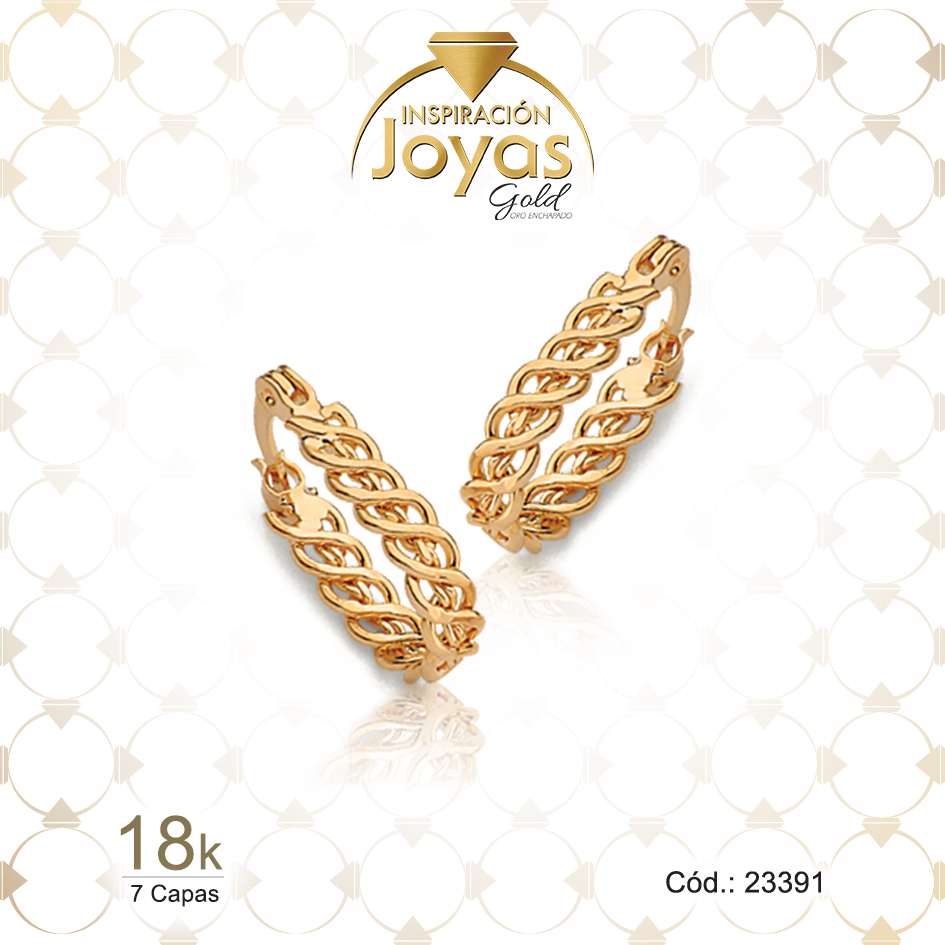 Argolla de Oro Enchapado Dorado Forma U Diámetro: 1,6 Ancho: 0,3 - 23391