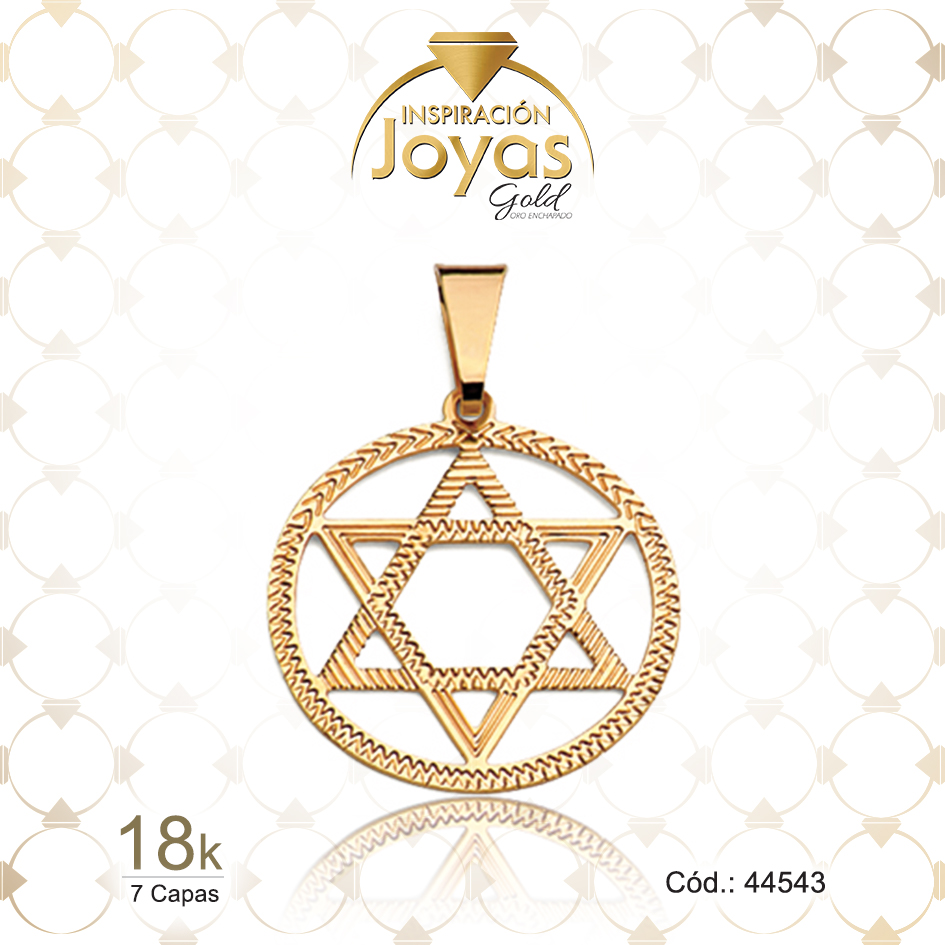 Dije de Oro Enchapado Dorado Religioso Estrella de David Largo: 2,4 Ancho: 0,1 - 44543