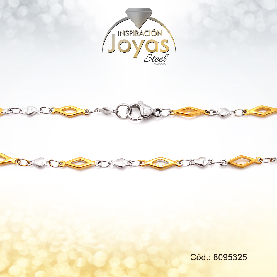 Tobillera Acero 2 Tonos Figuras - 8095325