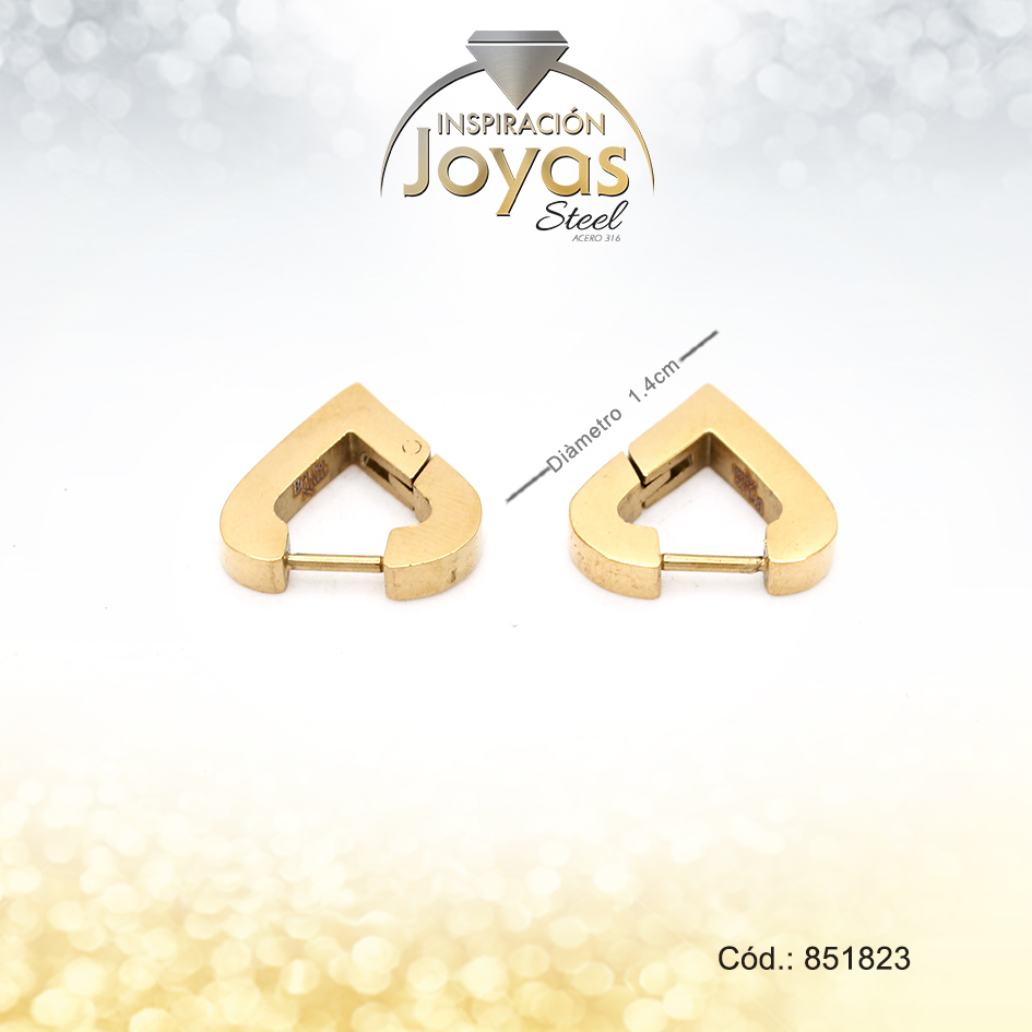 Argolla Acero Dorado Con Forma De Triangulo Liso Trancadero De Incersion - 851823