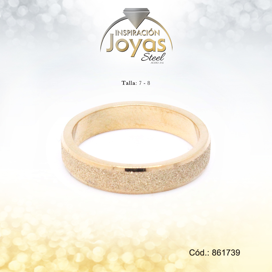 Anillo - Acero - Forma De Aro De Matrimonio - Dorado - Escarchado T: 7 - 86173970