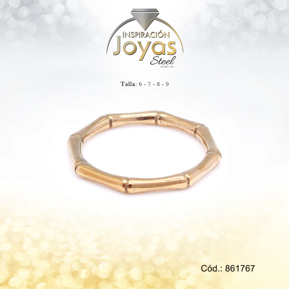 Anillo - Acero - Forma De Aro - Dorado - Repuje/Delgado  T: 6 - 86176760
