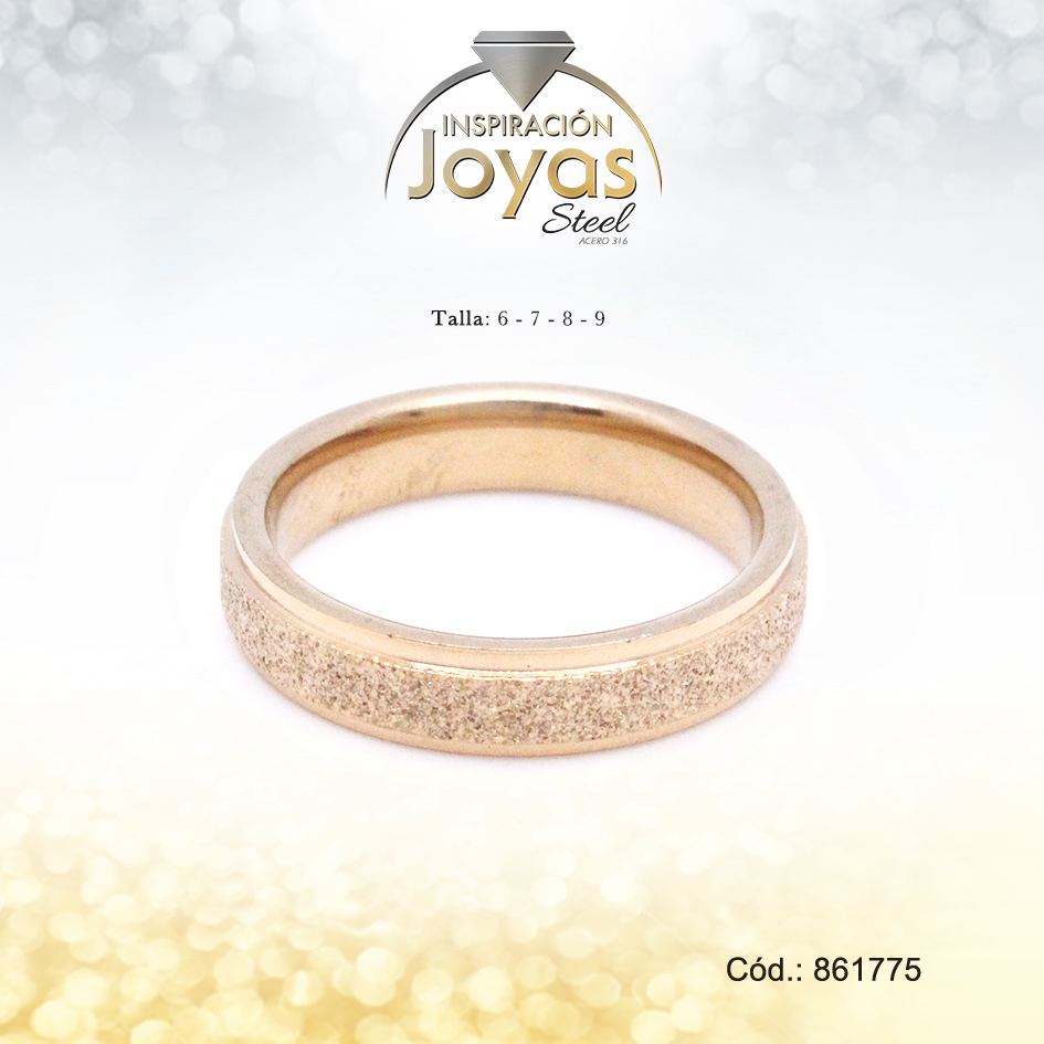 Anillo - Acero - Forma De Aro De Matrimonio - Dorado - Escarchado/Repuje  T: 6 - 86177560