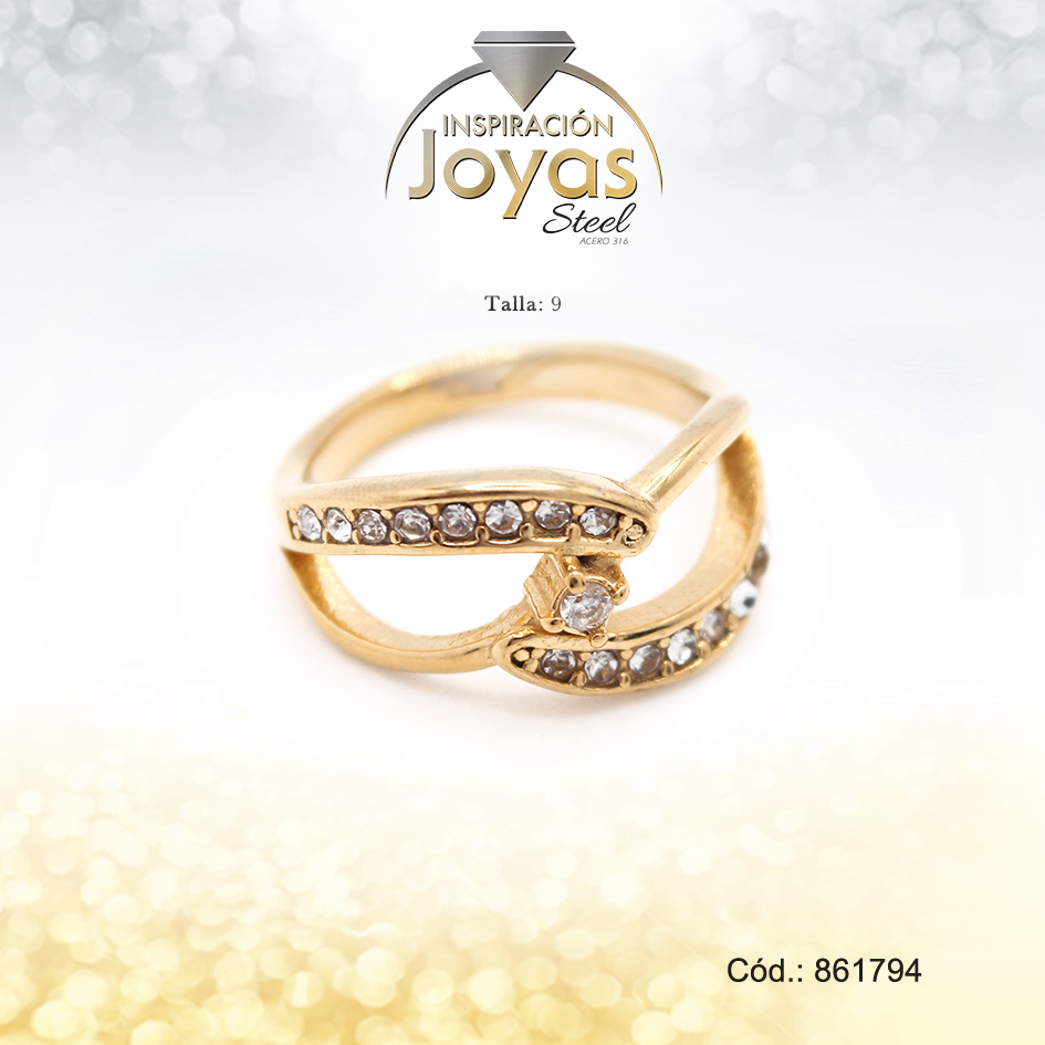 Anillo Acero Dorado Circones T: 9 - 86179490